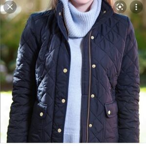 J. Crew Black Quilted Jacket with Gold Buttons